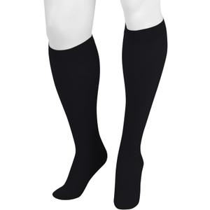 Juzo Dynamic Varin 35-12 Knee-High, 30-40 mmHg Closed Toe Compression Stocking with Silicone Top Band Men & Women, Regular (Black), 2 Count (Pack of 1)