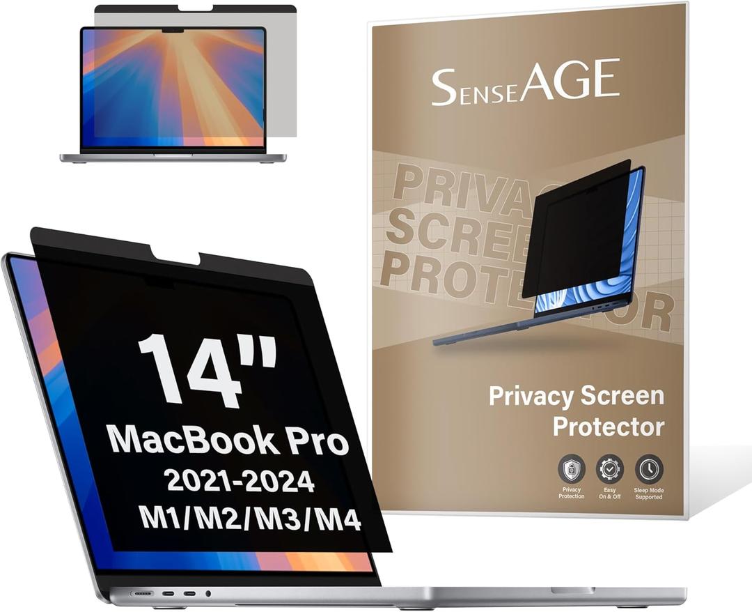 SenseAGE Magnetic Privacy Screen Filter For MacBook Pro 14 Inch (2021-2025, M1, M2, M3, M4, M5, Pro, Max), Removable Privacy Screen Protector, Anti Glare Blue Light, Compatible with MacBook Pro 14 inch