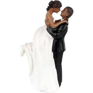 Groom Lift Bride African American Wedding Cake Topper