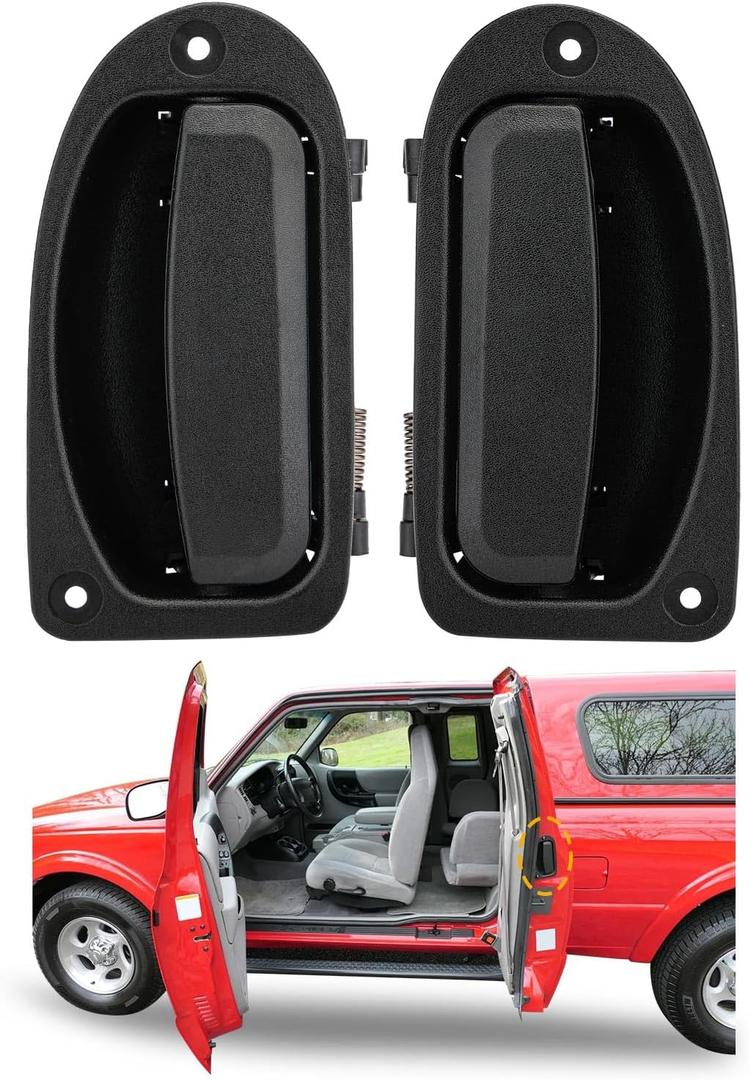Interior Rear Door Handles, Compatible with 1993-2011 Ford Ranger, 1998-2000 M AZ DA, Only Fit Extended Cab Pickup, Rear Left Driver & Right Passgenger Side Door Handles (Pair), Replace# 80419, 80420