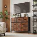 Sweetcrispy 7 Drawer Dresser for Bedroom Storage with Fabric Bins, Brown, 11.8"D x 39.3"W x 30.3"H
