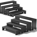 2 Set Wooden Tiered Risers Display Stands for Vendor Events,Stackable Wood Cupcake Display Stand,Farmhouse Decor Wood Dessert Table Display Set,Vendor Booth Display Items,Food Display Risers for Party, Black