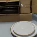 Famiware Dinnerware Sets for 4, Ocean Round 12-Piece Kitchen Plates and Bowls Sets, Reactive Glaze, Microwave and Dishwasher Safe, Scratch Resistant, Cappuccino White
