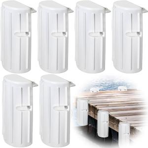 Dock Fenders Bumpers,Boat Dock Bumpers for Edge or Side,Marine Fender Guard Vertical Protection,Soft Durable Construction,Includes Mounting Hardware,6 Pack-White