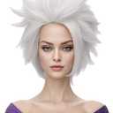 morvally Undersea Witch Costume Wig for Women Short Silver Grey Cosplay Wig Anime Layered Synthetic Hair Halloween Wigs for Adults