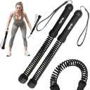 Ocdin Portable Ropeless Battle Ropes for Home Gym, 2 Sticks Cordless Training Rope for Low-Impact Cardio Training (Black)