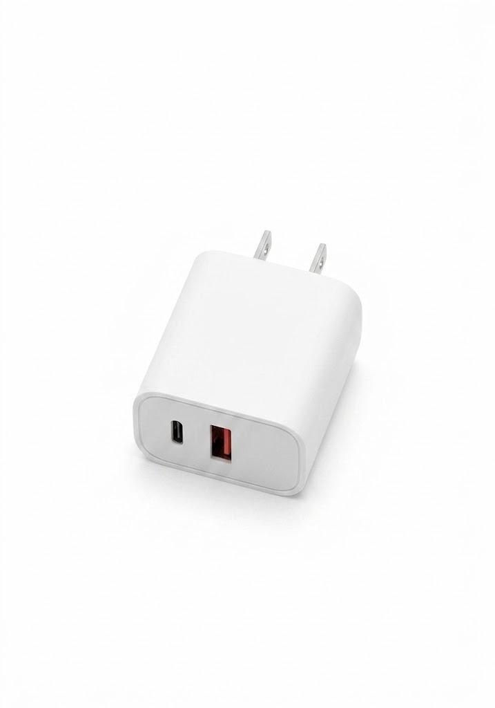 Dual Port Fast Wall Charger, USB-C and USB-A Power Adapter, Compact PD Fast Charging Block for iPhone, Samsung, iPad, and Other Devices