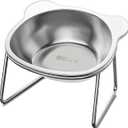 Elevated Cat Bowls - for Small Cats/Dogs, 5.9" Indoor Stainless Steel Raised Cat Bowl for Food and Water,15 Tilted Anti-Vomiting Dog Dishes, Whisker Friendly, Spine Friendly (Dishwasher Safe) (1Pack)