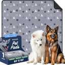 Washable Pee Pads, Puppy Pee Pad for Dogs, 1 Pack Absorbent Reusable Training Dog Pads Pet Puppy Pads, Non-Slip Potty Pads for Whelping, Playpen, Crate, Bed, Grey 63"x63" (Gray)