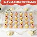 Cupcake Boxes 24 Count (10 Sets) Clear Plastic Containers, BPA-Free Holder with Airtight Lid, Stackable Reusable Carrier for Birthday Party, Bakery Supplies