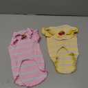 2 Pack Striped Small Dog T Shirt Cute Cherry Girl Dog Clothes for Small Dogs Cats Breathable Soft Cotton Pet Puppy Sleeveless Vest Spring Summer Pet OutfitsPink+Yellow,Medium