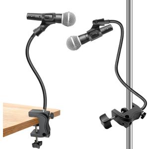 Microphone Stand, 20" Flexible Gooseneck Desktop Mic Stands Holder,3/8" to 5/8" Screw Adapter, 360 Adjustable Compact Mic Arm for Meetings, Lectures, Live Broadcast Equipment