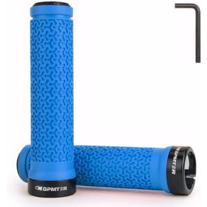 Bike Handlebar Grips, Single Lock on Bicycle Handle Bar, for BMX, Mountain, MTB, Beach Cruiser, Scooter, Folding Bike, Soft Non-Slip-Rubber Hand Grip Comfortable Ergonomic (Blue)