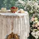 Lace Tablecloth Exquisite Embroidery Floral, Round Tablecloth with Wavy Openwork,Tablecloths for Wedding Decor,Afternoon Tea,Party