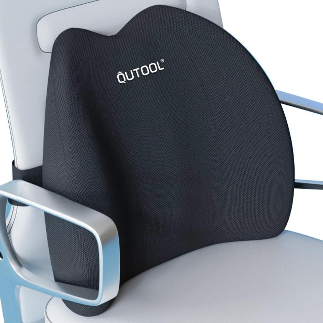 QUTOOL Lumbar Support Pillow for Office Chair, Memory Foam Low Back Support,Back Pain Relief, Ergonomic Back Cushion for Desk Chair,Gaming Chair,Adjustable Strap and Washable Cover