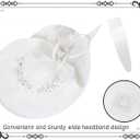 dressfan Vintage Fascinator Hats for Women,Linen Pearl Fascinator for Derby Church Wedding Tea Party (White)