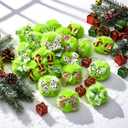 JolliLudo 20 Pcs Lime Green Furry Christmas Ball Ornaments with Bow for Tree Furry Elf Faux Fur Hanging Pom Pom Ball Decorations for Christmas Tree Holiday Party Gift Supplies