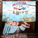 2 x 71x43inch Fishing First Birthday Party Banner Fishing Party The Big One Gone Fishing Background Big 1 Watercolor Ofishally One Birthday Party Backdrop Decorations Supplies