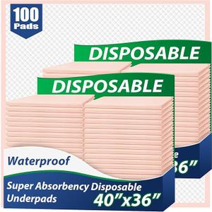 MKISS Extra Large Bed Pads 40" x 36"(100 Count), Disposable Super Absorbent Heavy Duty Incontinence Underpads, Thicken Chucks Pads for Adults, Children, Babies, Elderly and Pets