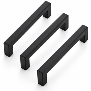Ravinte 3 Pack 4 Inch Kitchen Square Cabinet Handles Matte Black Cabinet Pulls Black Drawer Pulls Cupboard Hardware Kitchen Handles (4-1/2 Inch (4 Inch Hole Center))