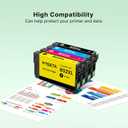 Remanufactured 802XL Ink Cartridges High Capacity for 802 Ink Cartridges Combo Pack 802 XL T802 T802XL Use with Workforce Pro WF-4740 WF-4730 WF-4720 WF-4734 EC-4020 EC-4030 (4 Pack, BCMY)
