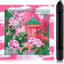 Dunzy 33'' x 33'' Mahjong Mat with Carrying Bag Non Slip Noise Reduction Gaming Mat Rubber Mahjong Table Cover Accessories Gifts for Poker Board Games Dominoes(Pink and Green,Garden)