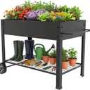aboxoo 49" L*25" W*31" H Planter Raised Beds with Legs,Outdoor Metal Planter Box on Wheels,Elevated Garden Bed for Vegetables Flower Herb Patio