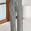 PRETTYGARDEN Women's Wide Leg Lounge Pants Spring Summer Drawstring Elastic Waist Comfy Striped Pajama Bottoms Trendy Clothes (S)