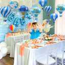 8 Pcs Blue Hot Air Balloon Paper Lanterns, 12 Inch Hanging Ceiling Decor in Sky Shades - Reusable Party Decorations for Shower, Birthday, Nautical Theme, Wedding & Nursery Room (Bule)
