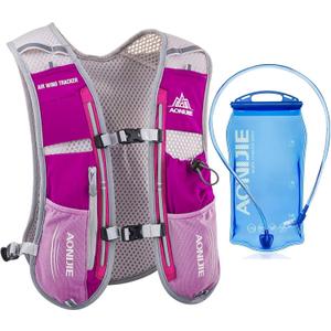 AONIJIE Hydration Vest Pack Backpack 5L Marathoner Running Race Hydration (Rose Red and 1.5L Water Bladder)