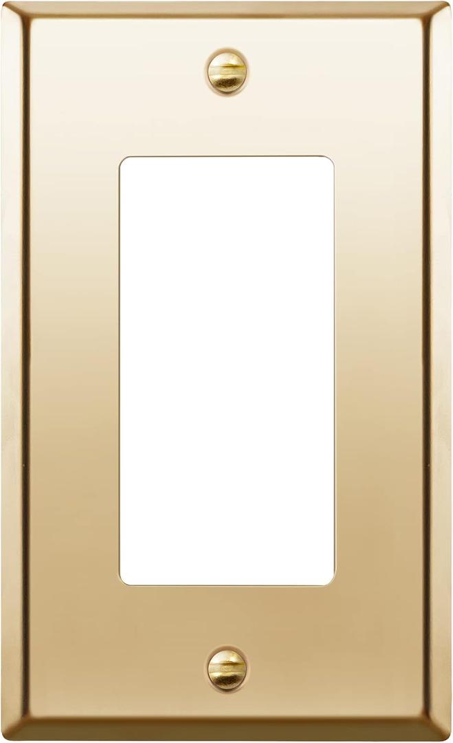 ENERLITES Decorator Switch or Outlet Metal Wall Plate, Stainless Steel Outlet Cover, Corrosion Resistant, Size 1-Gang 4.50" x 2.76", Stainless Steel 201, 7731-PB, Polished Brass, Gold