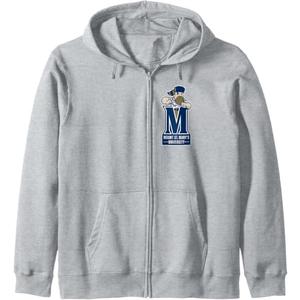 Mount St. Mary's University Mountaineers Mascot & M Logo Zip Hoodie, Grey Large