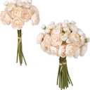 IPOPU Ranunculus Artificial Flowers 2 Bouquets Mini Cream Fake Flowers 12PCS Small Faux Ranunculus Decorative Flowers for DIY Wedding Bouquet Bridal Shower Filler Flowers Decorations (Cream)