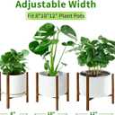 Airpark Adjustable Plant Stand Indoor, Metal Mid Century Modern Plants Stands, Stable Plant Holder Indoor Outdoor Corner, Fit 8 9 10 11 12 inch Pots,Brown Wood-Grain (Pot & Plant Not Included)