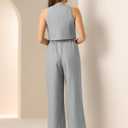 Allegra K Vest Pants Suits for Women's Dressy Two Piece Business Outfits Sleeveless Blazer Wide Leg Pants Sets (Grey)