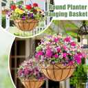 4 Pack 14 Inch Hanging Baskets for Plants Outdoor Metal Hanging Planters with Coco Coir Liner Round Wire Plant Holder Hanging Flower Pots for Outdoor Patio Lawn Balcony Garden Decor - Geometric