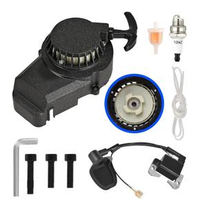 Alloy Easy Pull Recoil Start Starter Ignition Coil for 2 Stroke Engine 47cc 49cc 50cc SYX Taotao Coolster SSR MotoTec Chinese Mini ATV Quad 4 Wheeler Go Kart Pit Dirt Pocket Bike Motor Black