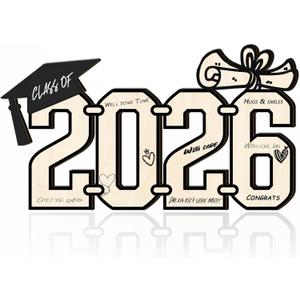3 x Class of 2026 Graduation Wood Sign, Grad Celebration Keepsake Party Centerpiece & Photo Booth Prop Graduate Gift for College/High School