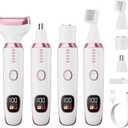 Electric Razors for Women, Bikini Trimmer 4 in 1 Lady Shaver, Wet/Dry Cordless Hair Remover for Nose Hair Face Eyebrow Arms Legs Armpit Underarm Pubic Area Electric Grooming Set LED Display