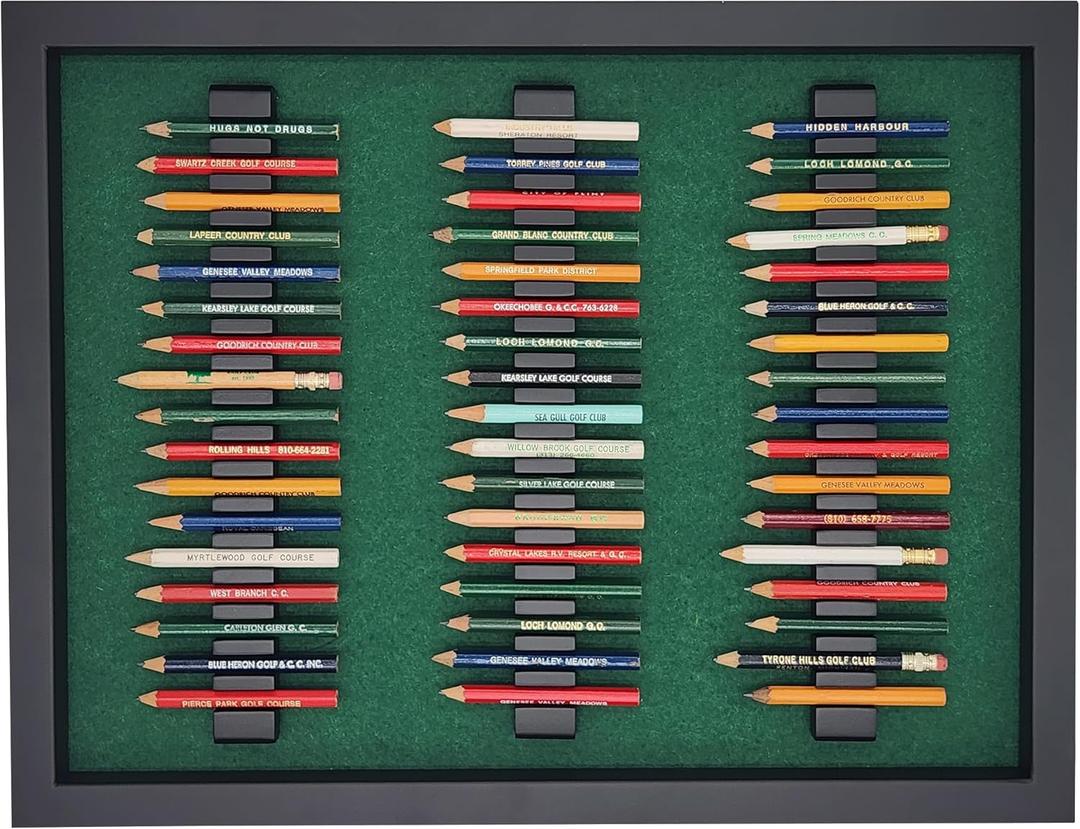 Premium Wood Golf Pencil Case Holder Display - Holds 51 Pencils - Perfect Golf Gift - Black