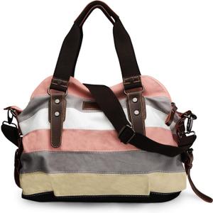 Canvas Handbag Multi-Color C Striped Lattice Cross Body Shoulder Purse Bag Tote-Handbag for Women | Striped, Lattice, Shoulder, Purse, Bag, Striped