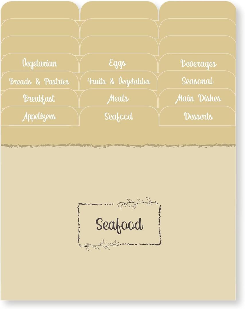Dekali Designs 4x6 Recipe Card Dividers With Tabs | Set of 24 Recipe Box Dividers on Thick Cardstock + Cooking Measurement Conversion Chart Card