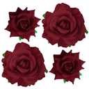 Topbuti Rose Hair Clip Flower Hairpin Rose Brooch Floral Clips, 4 Pcs Fabric Flowers Hair Clips Mexican Hair Flowers Pin up Headpieces for Woman Girl Wedding Party Mother's Day (Dark Red)