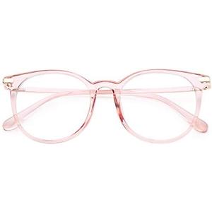 Gaoye Blue Light Blocking Glasses, Retro Round Eyewear Frame Anti Eyestrain Computer Glasses for Women Men - GY1688 (Pink Frame/Transparent Lens)