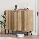 Smuxee Fluted Sideboard Cabinet, Freestanding Natural Buffet Cabinet with Adjustable Shelf, Wood Storage Cabinet for Living Room, Entryway, Hallway (Wide-31.69 in)