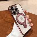 QSIETSPY Magnetic Case for iPhone 14 Pro with Invisible Stand [Military Drop Protection][Compatible with MagSafe] Full Camera Protection Clear Soft TPU for iPhone 14 Pro Case 6.1 Inches-Pink