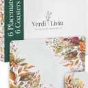 Cork Placemats Set of 6 Matching Coasters I Heat Resistant Place Mats for Dining Table 16" x 12", Cork Backed, Wipeable Autumn Fall Design