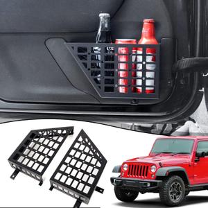 Z8 Stainless Steel Metal Front Door Storage Pockets, Door Side Insert Organizer Box for 2007-2018 Jeep Wrangler JK JKU, Black, Latest Upgraded