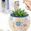 PieceRelax 3D Puzzle Planter - Retro Tiles - Danish Folklore Style, Home Decor Flower Pots for Indoor Cactus, Succulents Pots [K1104]