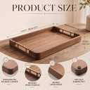 Domensi 22 x 16 Inch Large Acacia Wood Serving Tray with Handles, Rectangular Decorative Ottoman Tray for Coffee Table Kitchen Food Drinks Breakfast in Bed Server Home Decor